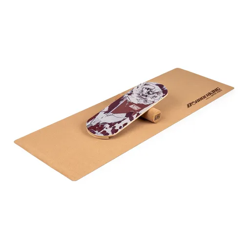 BoarderKING Indoorboard Classic, placă pentru echilibru, covor, cilindru, lemn / plută, roșie