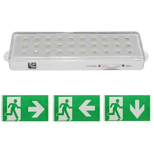 Lampa exit permanenta pentru evacuare de urgenta 30 LED, 180lm, autonomie 7 ore, IP20 Adeleq 19-915/P