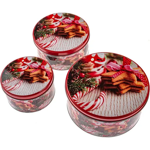 Set def 3 cutii din tablă Dulciuri, roșu