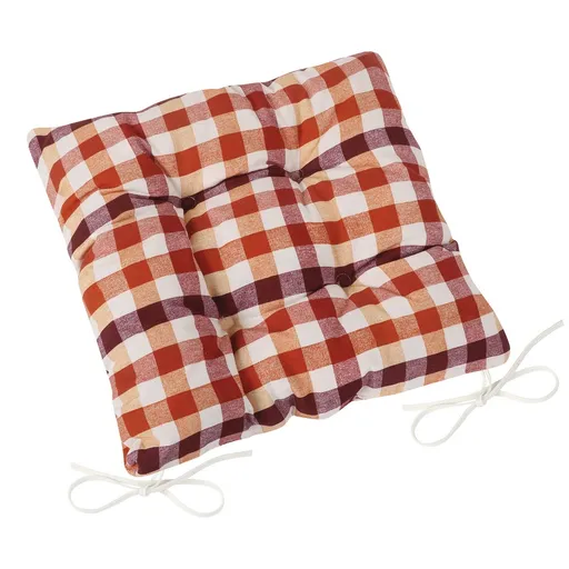 Pernă scaun matlasată Bellatex EMA Carouri terra, 40 x 40 cm