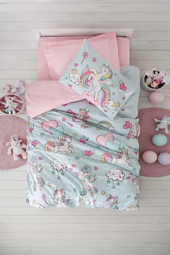 Lenjerie de pat pentru o persoana Young, L'essentiel Maison, Twinka, Bumbac Ranforce, Roz