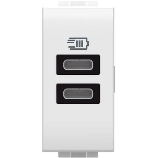 Incarcator Usb 2xtip C 5V 3A Bticino Living Light N4191CC, alb