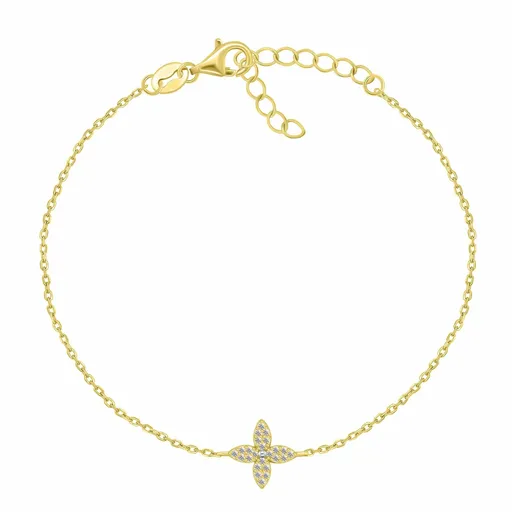 Brilio Silver Brățară fermecătoare placată cu aur Floare cu zirconii BRC177Y