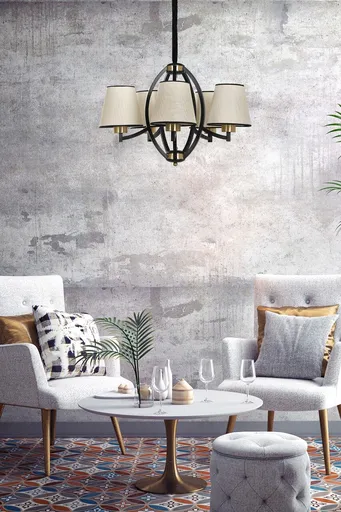 Lustra, Opviq, 534LUN3299, Bej / Negru / Auriu