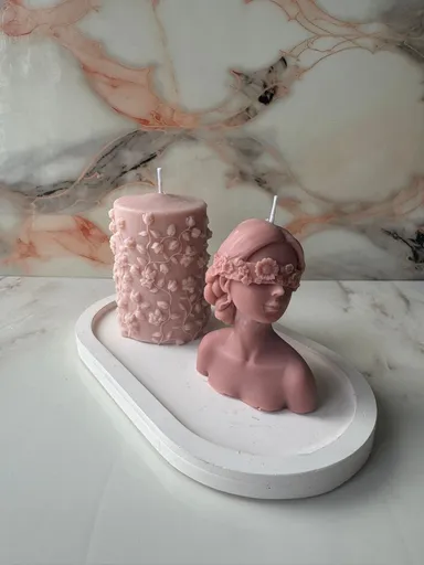 Set de lumanari, Glamour Candle 39ST, Beton, Roz/Alb