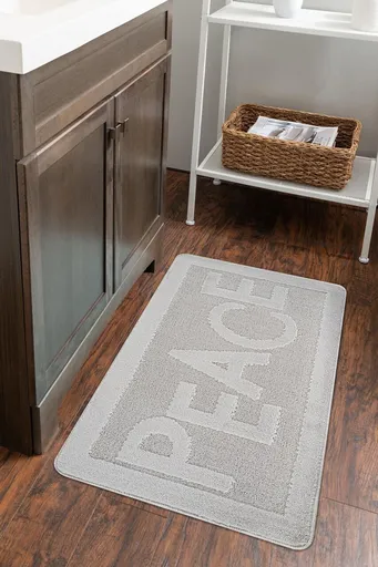 Covoras de baie, L'essentiel Maison, Peace, 60x100 cm, Gri