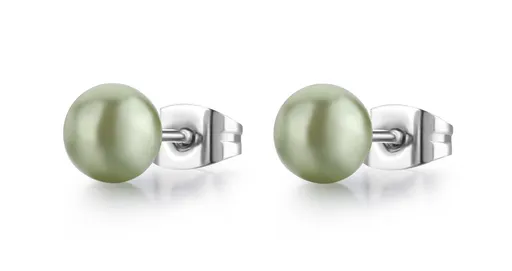 S'Agapõ Cercei fermecători din oțel cu perlă verde Wisdom SWI29