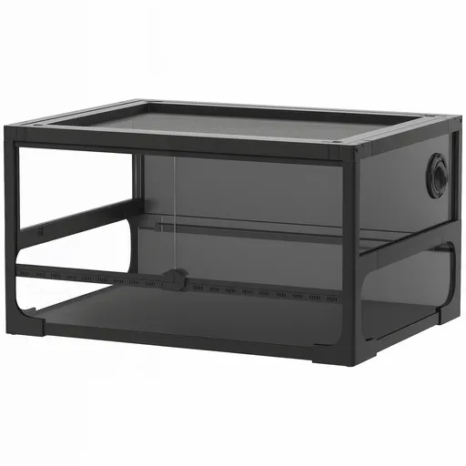 PawHut Terariu pentru Reptile Ridicat și Pliabil 60x45x32 cm cu Încuietoare, Ușă pentru Alimentare, Ventilație și Vizualizare la 360°, Terariu cu Plas