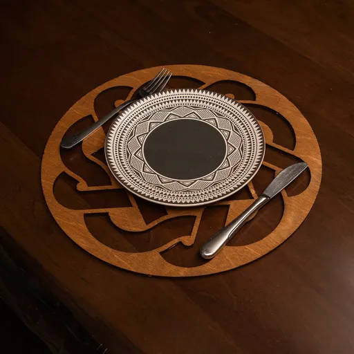 Set de covorașe de masă din lemn, Hermia, 790PYN1111, Dimensiune: 36 x 36 cm (4 bucăți), Maro