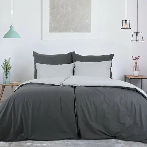 B.E.S. Petrovice Lenjerie de pat din bumbac Double face antracit/gri