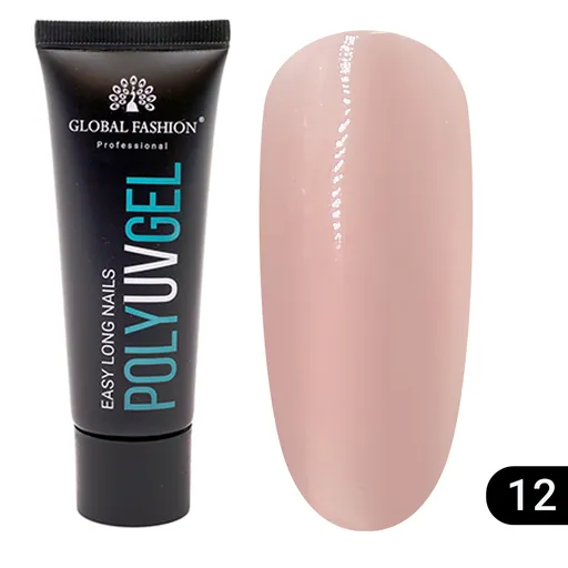 Polygel Constructie Unghii Global Fashion 30g, Bej 12, TPO Free