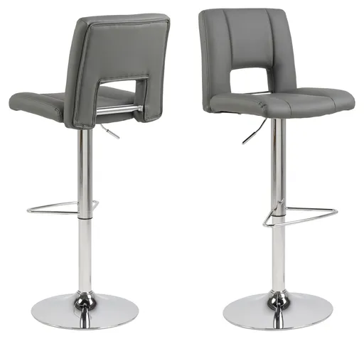 Scaun de bar Sylvia, Actona, 41.5x52x115 cm, rotativ, piele ecologica/otel, gri