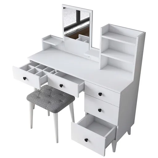 Masa de machiaj, Hanah Home, BJ101, 125x93.8x40 cm, Alb