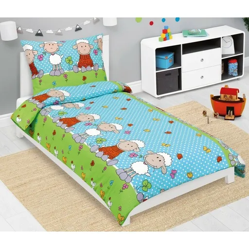 Bellatex Lenjerie de pat pentru copii din crepOvečka albastră, 140 x 200, 70 x 90 cm