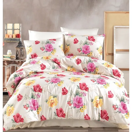 BedTex Lenjerie de pat din bumbac Tulip crem, 220 x 200 cm, 2 bucăți 70 x 90 cm