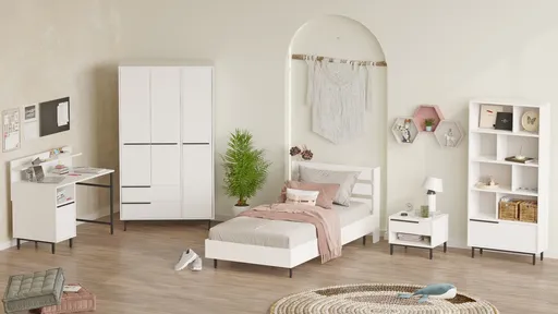 Set dormitor pentru copii, Hanah Home, ON25-W, Alb