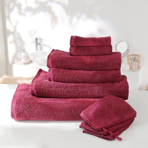 Set textile de baie din țesătură terry uni, cu cusături