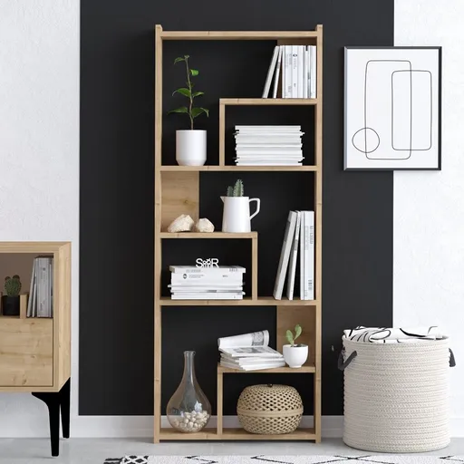 Biblioteca, Emerald, Megg, 60 x 150 x 15 cm, pal melaminat, stejar