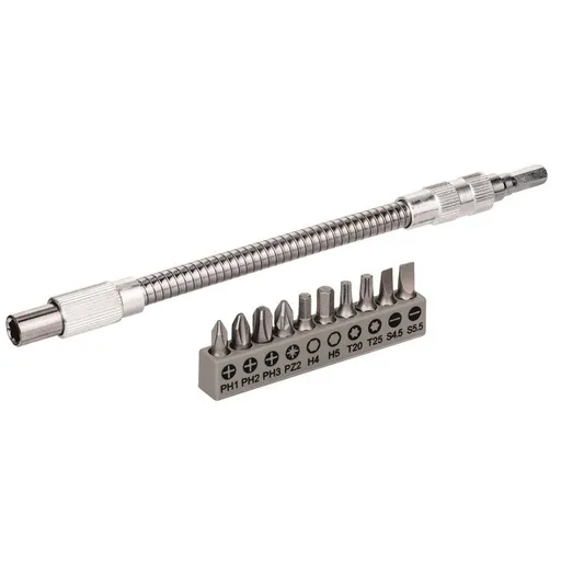 Set biti + prelungitor flexibil, Bosch 2608522376, metal, 11 buc