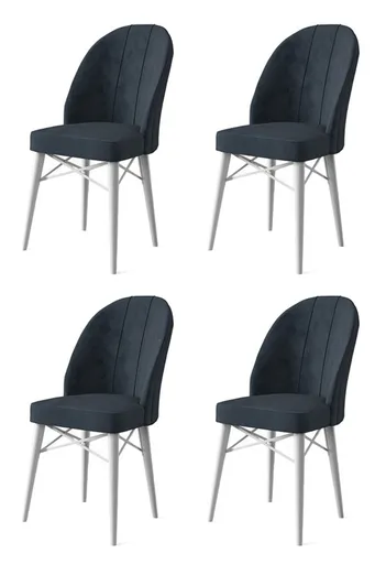 Set scaune 4 piese, Hanah Home, Ritim, Antracit/Alb