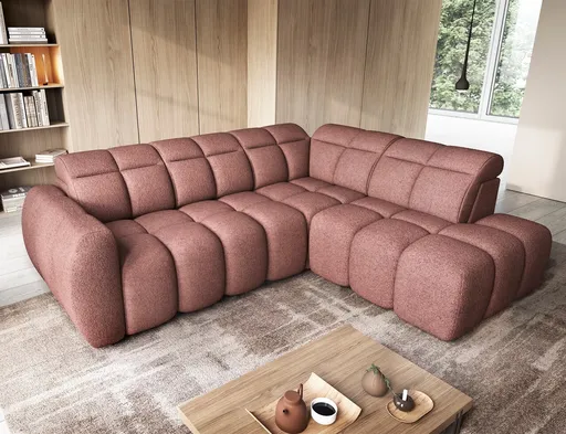 Coltar extensibil dreapta 4 locuri ELTAP, RT-24PAO, Falconn, 258x208x107 cm, lemn/poliester, roz inchis