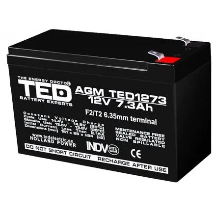 Acumulator 12V 7.3Ah F2 TED Electric TED003249