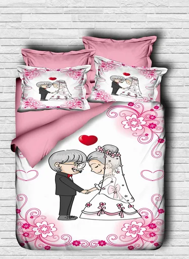 Lenjerie de pat dubla King (FR), 3 piese, L'essentiel Maison, 121, Roz/Alb