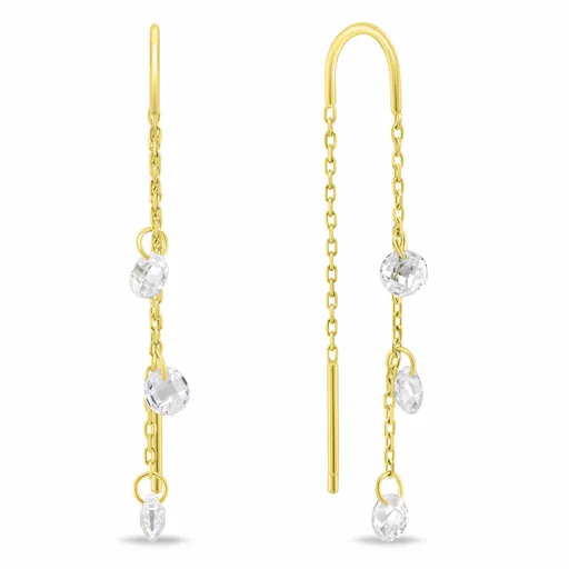 Brilio Silver Cercei cu lanț placat cu aur cu zircon EA895Y