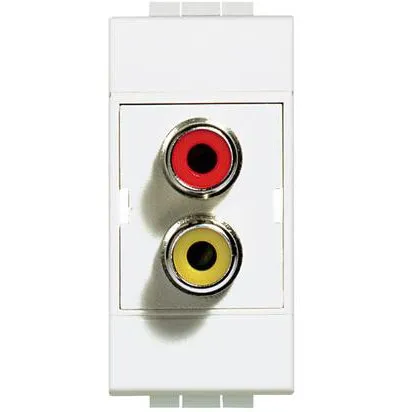 Conector dublu rca 1 modul Living Light Bticino N4269R, alb