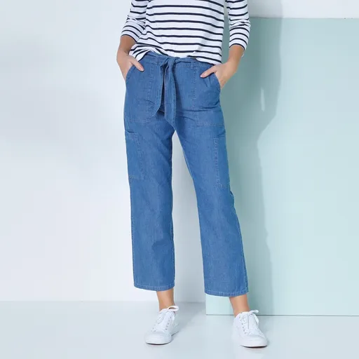 Blugi bootcut cargo cu curea detașabilă