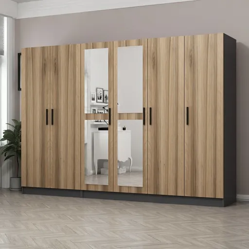 Dulap pentru haine, Hanah Home, Kale, 270x210x52 cm, Dore