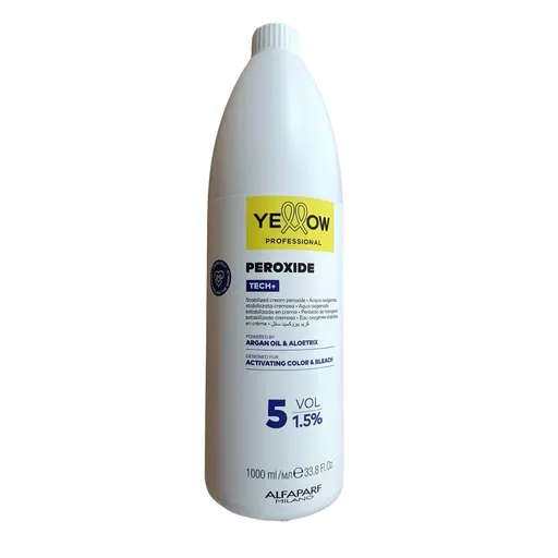 YELLOW Peroxide Tech+ 1,5% 5Vol– Emulsie Oxidanta Profesionala pentru Colorare Uniforma si Stralucitoare, 1000 ml