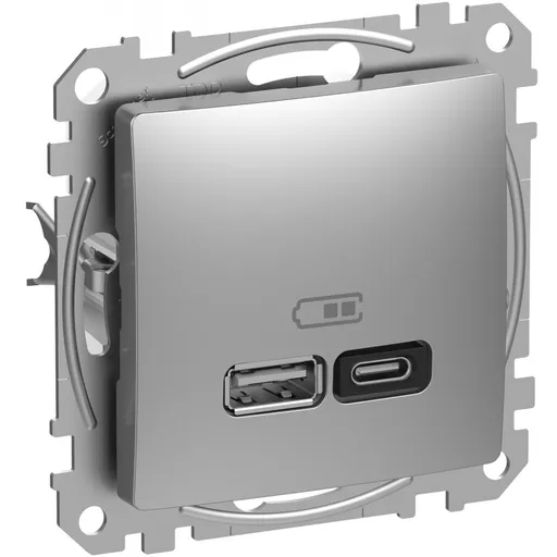 Priza USB A+C, 45W Schneider Sedna Design SDD113404, aluminiu