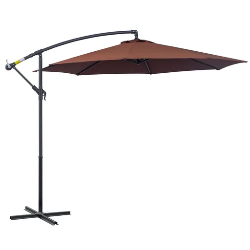 Outsunny Umbrelă de Soare Suspendată, Înclinabilă, Cadru din Metal și Poliester, 295x295x255 cm, Nuanță Cafea | Aosom Romania