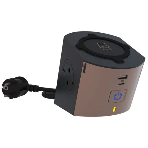 Bloc multipriza mobil 2x2P+T si incarcator inductie si USB A+C intrerupator 2m gri brun-gri inchis Legrand 694500