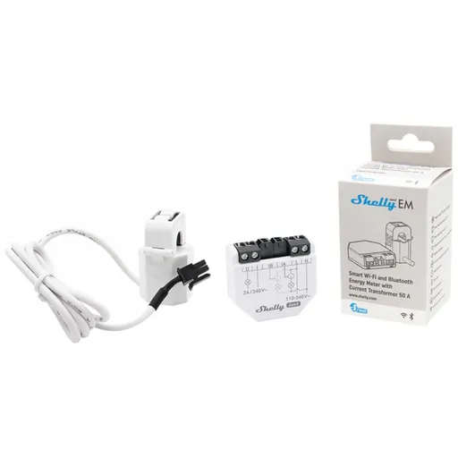 Shelly EM GEN3 Contor de energie monofazat cu 2 canale + clamp (1x transformator 50A) 3800235261873