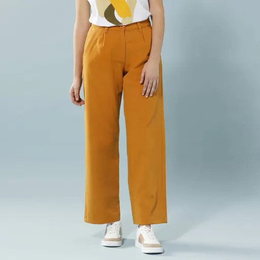 Pantaloni largi din twill pentru o siluetă mai mică