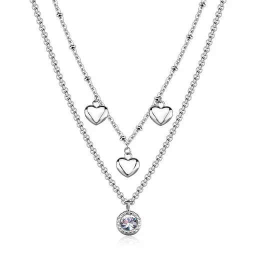 S'Agapõ Colier dublu din oțel, cu pandantive Aurora SAR58