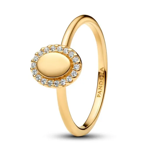 Pandora Inel elegant placat cu aur Oval cu aureola Shine 163800C01 60 mm