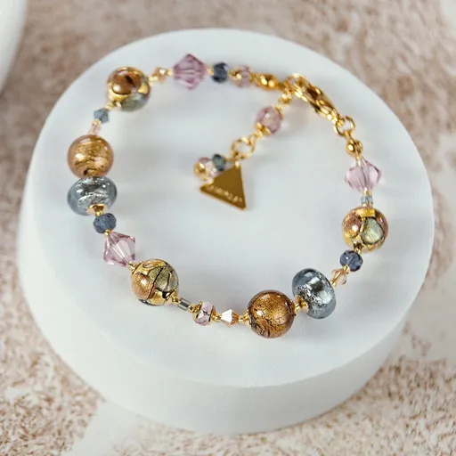 Lampglas Brățară Art Nouveau cu aur de 24k și argint pur în Lampglas BP48 perle