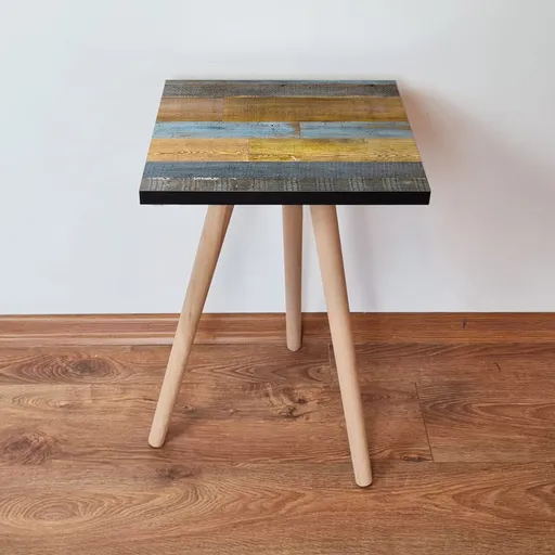 Masuta, Hanah Home, Shp2, 35x42x35 cm, Galben / Albastru / Gri