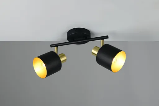 Plafoniera Eva, TRIO, 36.5x10x19 cm, 10W, 2x E14, metal, negru/auriu