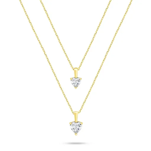 Brilio Silver Colier cu zirconiu dublu placat cu aur Inimă NCL160Y
