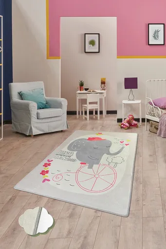 Covor, Elephants Bike, 100x160 cm, Multicolor