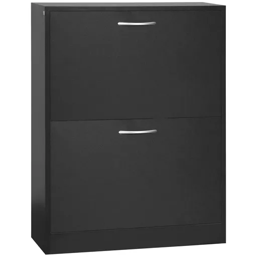 HOMCOM Dulap de Pantofi Mobilier Scară dim. 60L x 24l x 80H cm 2 Uși Batante Negru | Aosom Romania