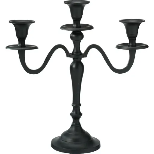 Sfeșnic metalic cu 3 brațe 29x10x30 cm, culoarenegru, decor 1