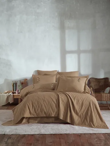 Set cuvertura de pat dubla 3 piese, L'essentiel Maison, Noris, Galben mustar