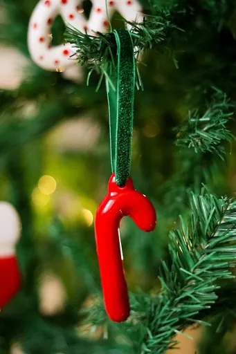 Ornament de brad de Crăciun, BSY515, 9.5x4 cm, Ceramica, Rosu