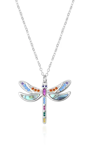 Agato Colier din argint Libelulă cu zircon colorat AGT-N040C (lanț, pandantiv)