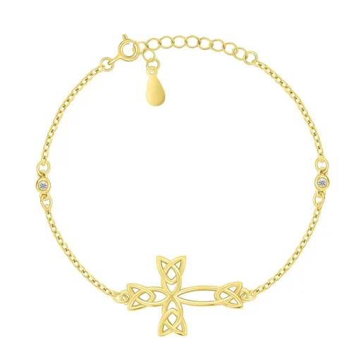 Brilio Silver Brățară impresionantă placată cu aur pentru femei Cruce BRC209Y